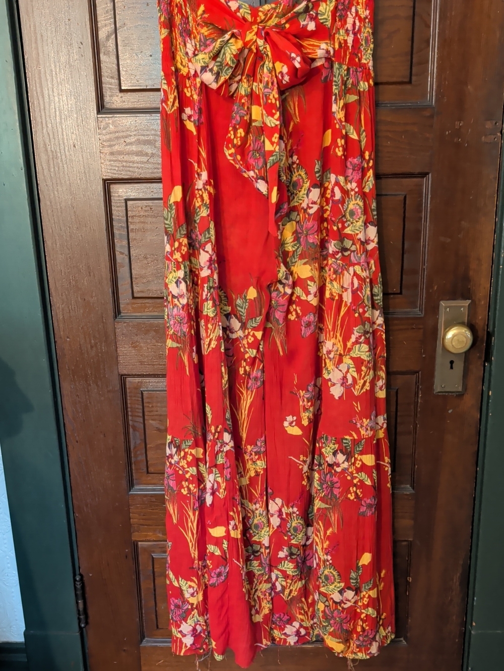 Free People FP One Aloha printed wide-leg Flowy pants Red Tropical Floral L - Picture 4 of 11